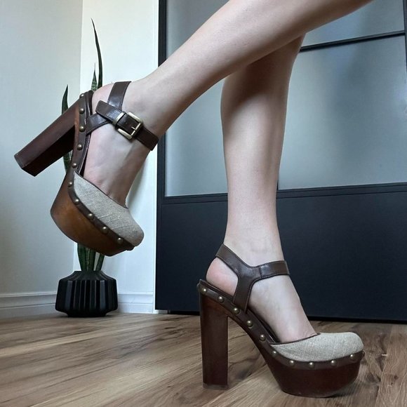 Vintage 90s Aldo Platform Studded Sandals - Picture 1 of 8